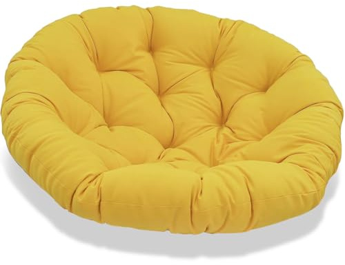 JIcloun 130 cm Cojín Redondo para Silla Papasan de Jardin Exterior Cojín Redondo para Silla Exterior Grueso Color Sólido Cojín Cómodo para el Piso, Cojín para Sillón de Ratán - Amarillo