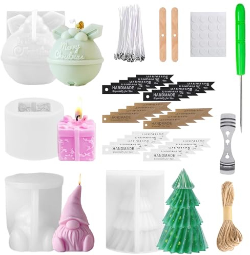 Stampi per Candele in Silicone,4 Pezzi Stampo per Candele,Stampi In Silicone,Stampo in Silicone per Candele,Albero di Natale Stampo Candela,per Decorazione Fai da Te,Sapone Fatto a Mano