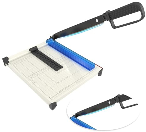 Qcdou Guillotine Paper Cutter, A4 Paper and Card Cutter, 12 Cut Length Paper Slicer, Heavy Duty Paper Cutter, 12 Sheet Capacity Guillotine Paper Cutter, Paper Trimmer for Photo, Cardboard and Crafts