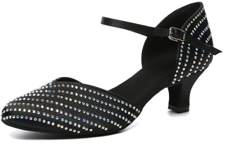 MINITOO Zapatos de baile con diamantes de imitación para mujer, zapatos de baile latino, para boda, noche