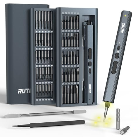 Elektrisk skruvmejsel Torx T5 T6 T8 T9 T10 T15 Triwing Y00 Y000 Pentalobe P2 P5 för iPhone/Macbook/dator/laptop,sladdlös reparationsverktygssats med pincett för Xbox/PS4/JoyCon/Switch, glasögon