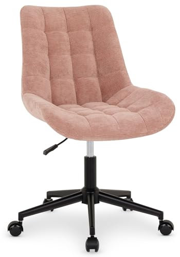 IDIMEX Drehstuhl VASILO höhenverstellbar in rosa, Bürostuhl mit Metallgestell in schwarz, Schreibtischstuhl mit 5 Doppelrollen, drehbarer Computerstuhl mit bequemer Sitz- und Rückenpolsterung