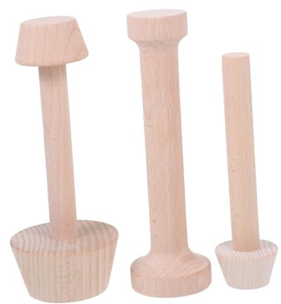 ABOOFAN Moldes De Madera Para Tartaletas De Huevo Doble Cara Tamaño Mediano y Pequeño Molde Para Hornear Casero Herramienta Para Apisonar Masa Uso Doméstico Set De 3 Piezas