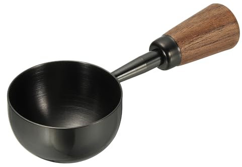 sourcing map Cucchiaio dosatore per caffè, 3,6 x 2 cm, 30 ml, in acciaio inox, con manico in legno, per caffè macinato o tè sfuso, nero