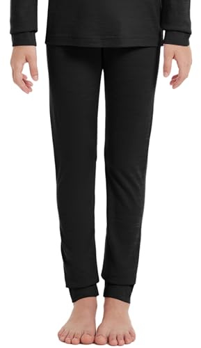 woolcano Pantalones de lana merino para niños, leggings térmicos para niñas y niños, ropa interior de invierno unisex