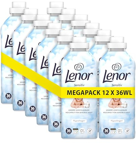 LENOR Flüssigwaschmittel Universal Vollwaschmittel 12er Pack (36 Waschladungen pro Flasche), Aprilfrisch, Langanhaltende Frische, Geruchsentfernung Bei Kaltwäsche