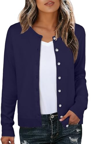 GRECERELLE Cardigan doux élégant et léger à manches longues pour femme en tricot avec perles boutonnées pour femme, automne, hiver, rendez-vous et fête