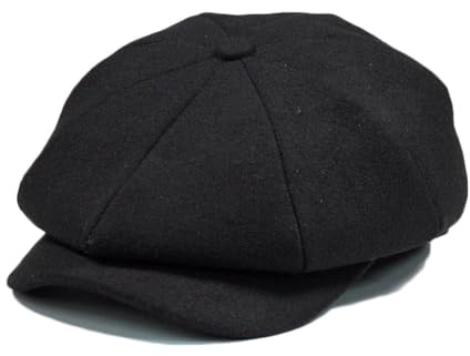 Anshili Klassische Newsboy Mütze Wollmischung Schirmmützen Unisex Schiebermütze Beret für Outdoor Aktivitäten (DE/NL/SE/PL, Numerisch, 56, 57, Schwarz)