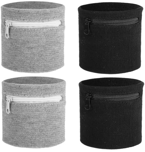 4 stycken svettband handled svettband sport handledsband dragkedja handledspåse med dragkedja väska svettband set för fotboll basket tennis sport