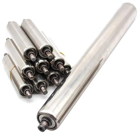 Transportrulle med dräneringsremskiva, tunga transportrullar i rostfritt stål, 2 tum diameter, 34 tum längd (10-pack) - matningsbordsrullar