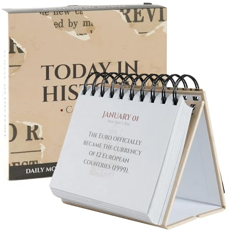 Historical Daily Calendar - Perpetual Desk Display with Interesting World History Facts, Fun Daily Info for Home, Living Room, Study, Bedroom, Office, School, or Family Learning and Decor
