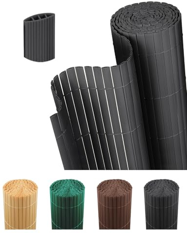 paramondo Canniccio PVC Recinzione Frangivista Triplo Rinforzo Paravista, Resistente ai Raggi UV Resistente, Impermeabile, Protettivo Frangivento per Giardino, Balcone & Terrazza, 80 x 300 cm, Grigio