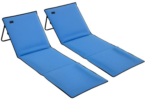 Outsunny Conjunto de 2 Esterillas Playa Plegable 142x51x40 cm Azul
