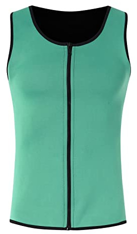 CEWIFO Maglie Nere Uomo T Shirt Cotone Scollo A V Felpa Con Zip Camicie Da Particolari Maglietta Termica In Neoprene Per Dimagrimento E Sauna Effetto Snellente (Green, Xxxxl)