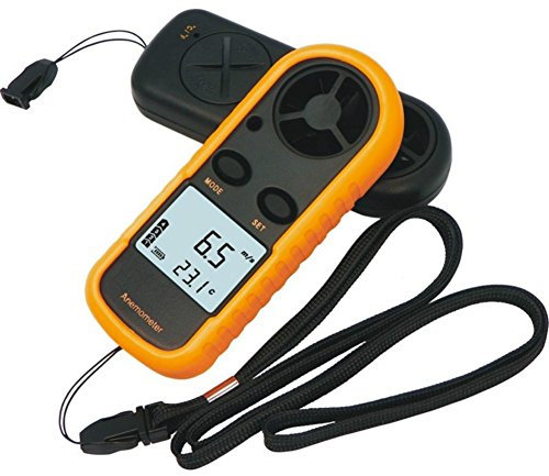 GS Anémomètre numérique LCD portatif Thermomètre infrarouge Jauge de vitesse du vent en mètre Température CTN Avec rétro-éclairage pour naviguer, surfer, pêcher