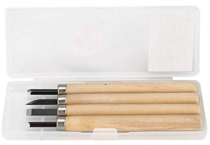 4pcs couteau à découper le bois sculpture ciseaux ciseaux manuel aiguiseur outils de sculpture ensemble pour le travail du bois gravure sur bois en caoutchouc modèle de tampon sculpture projets(#3)