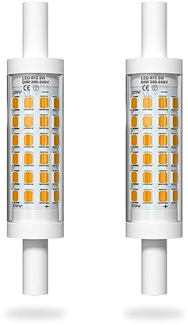 Bonlux R7S 78mm Linear LED Bulb 5W Dimmable,Warm White 3000K Slim R7s LED Bulb 40W R7s Halogen Replacement 78mm Floodlight Bulbs Linear J78 Double Ended Floodlight, 500Lm (2-Pack)