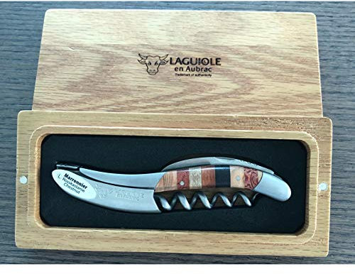 Laguiole En Aubrac Sommelier Waiter's Corkscrew, Woodstock Wood Handle, Wine Opener with Foil Cutter & Bottle Opener