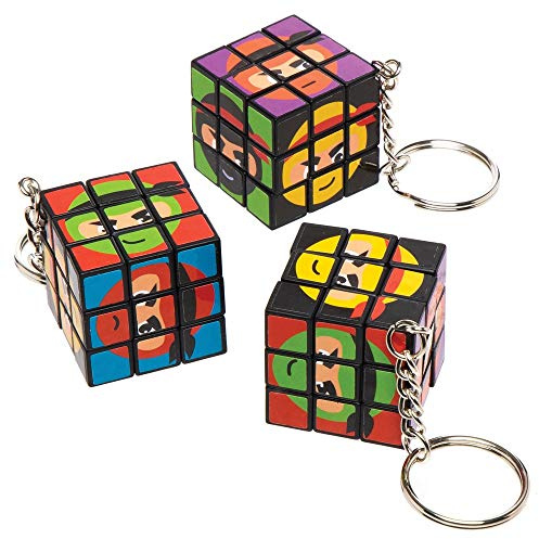Baker Ross AT984 Ninja Puzzle Cube Keyrings - Pack of 4, Small Games for Children, Christmas Novelty Toys for Kids, Ideal Party, Loot, Prize Bag and Stocking Filler