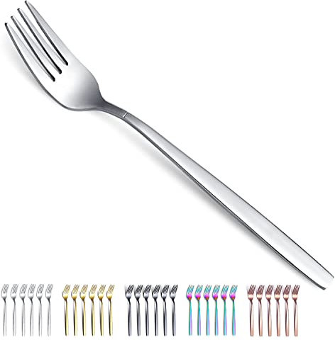 Dinner Forks 6 Pieces, Kyraton Stainless Steel 19.5cm Table Forks Cutlery Forks Set, Silverware Set, Dishwasher Safe.