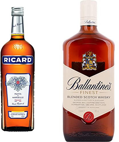 RICARD Pastis de Marseille 100cl 45% & Ballantines Finest Blended Scotch Whisky 1Litre