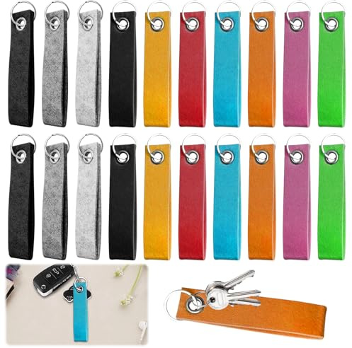 TZQFROCE Lot de 20 porte-clés en feutre - Porte-clés en tissu pour bricolage, décoration, sacs, voiture, bricolage, multicolore, M
