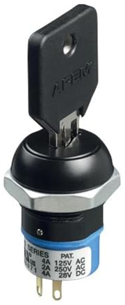 On-On 2 Way 19mm Key Switch DPDT 4A LK6SNB126N3