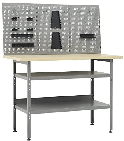 Werkbank mit 3 Werkzeugwänden, CIADAZ Werktisch, Arbeitstisch, Schweißtisch, Maschinenuntergestell, Spanntisch
