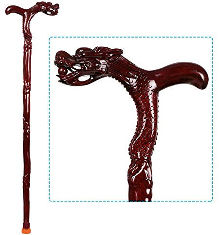 Canne en Bois Robinet Bâton De Marche Séquoia Vieil Homme Béquilles Sculpture sur Bois Cadeaux d'anniversaire Bâtons Antidérapants,C