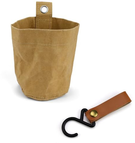 DEANKEJI Cestino Auto, Materiale in Carta Kraft Impermeabile Pattumiera, Cestino per Auto con Gancio, può Contenere Spazzatura, Tazze, Telefoni Cellulari, Chiavi, Snack