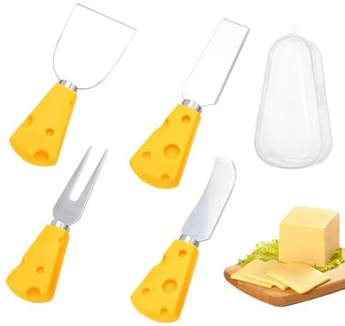 MisFun 5 Pezzi Spalmatore per Burro, Coltelli Formaggio in Acciaio Inossidabile, Coltello da Burro da Colazione, Coltello da Burro con Scatola Gadget da Cucina per Marmellata Burro Formaggio (D)