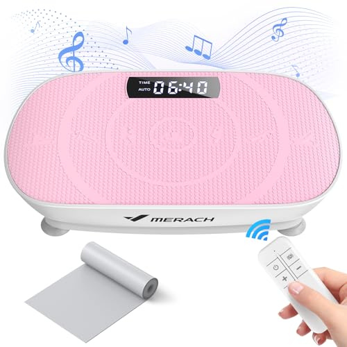 MERACH Pedana Vibrante, Potente Pedana Vibrante Dimagrante per la Costruzione e la Modellazione Muscolare, Controllo Automatico della Velocità, Altoparlante Bluetooth Integrato (Rosa)