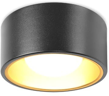 YindaLux Faretti LED Soffitto -Faretto da soffitto Nero incl. GX53 LED da 7W 800LM 4000K 230V -Rotondo Ø130x60mm Alluminio Plafoniera per salone corridoio cucina