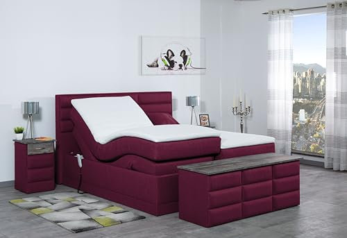 Boxspringbett Pino 180x220, WT-Coral, 7-Zohnen Taschenfederkernmatratze, Ergoflex - Inklusive Aufbau - Deutscher Hersteller