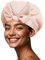 FOLAI Cuffia da Doccia Impermeabile, Riutilizzabile Doppio Strato Cuffie Capelli con Elastici, Donna Spa Salone Viaggi Hotel Casa-Rosa