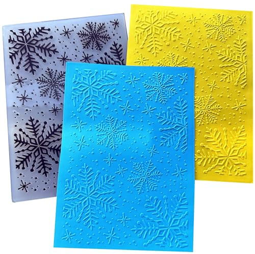 Arbuya Snowflake Background Embossing Folders for Card Making Merry Christmas Snowflakes Embossing Folder for Gift Tag Paper Crafting Home Decoration 7”x 8”