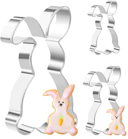 Ausstechform Hase Groß 12,8/8,5/5,5cm,Osterhasen Ausstecher Hase Ausstechform Edelstahl Ostern Keksausstecher Hasenform Osterhase Ausstechformen Osterbackformen für Keksen DIY Backen Kinder