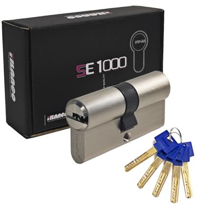 HEXIHER Cilindro de cerradura macizo cilindro de cerradura 30/35 latón con 5 llaves - Longitud: 65 mm, A: 30 B: 35 - SE1000