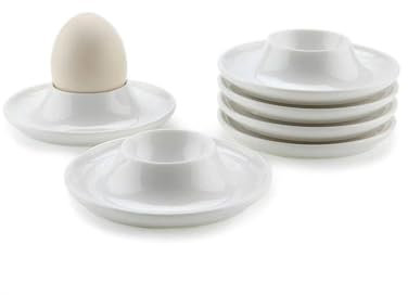 HUATEEN Egg Cups,6 Pack Egg Holders Soft Hard Boiled Egg Cup White Plastic Egg Stand Plates Egg Tray for Hard Soft Boiled Eggs Microwave and Dishwasher Safe
