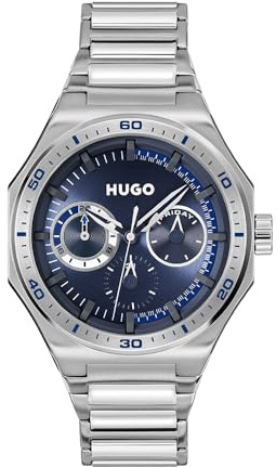 HUGO Multi Zifferblatt Quarz Uhr für Herren Kollektion #Grail Sport mit Silbernes Edelstahlarmband - 1530400