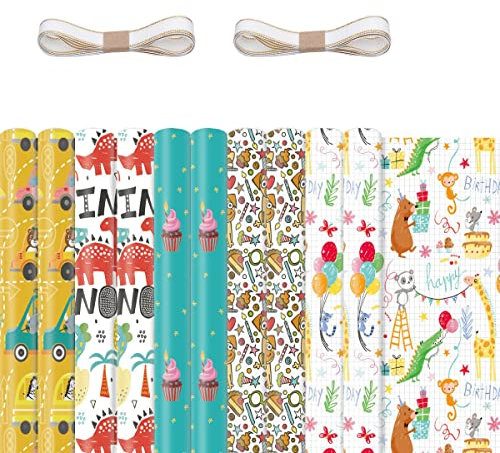 Huudngeje 10 StüCke GeschenkpapierböGen für Kinder, Geschenkpapier für Geburtstagsfeiern, Geschenkpapier, Geschenkpapier