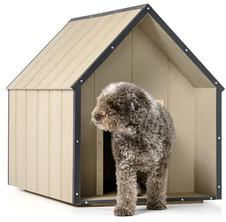 LP SmartSide Hundkoja - Hundkoja i trä för stora hundar, utomhusbruk, 80 x 118 x H94 cm, storlek L – TIMBELA M972-1