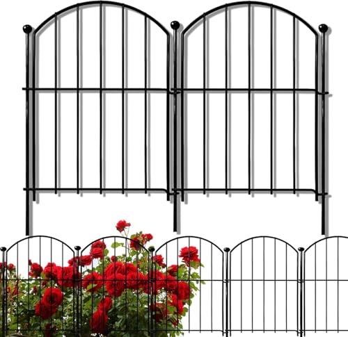 Clôture Jardin Métal Décoratif 32x43 cm – Lot de 10 Panneaux Pliables,Clôture à planter,Enclos d'étang,pour Parterre, Cour & Barrière Animaux