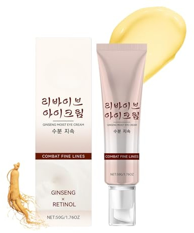 Korean Retinol Augencreme mit Ginsengwurzelextrakt, Retinal Augencreme Gegen Falten und Augenringe, Anti Aging Eye Cream Strafft & Beruhigt die Haut, Feuchtigkeitsspendende & Nährende Augenpflege, 50g