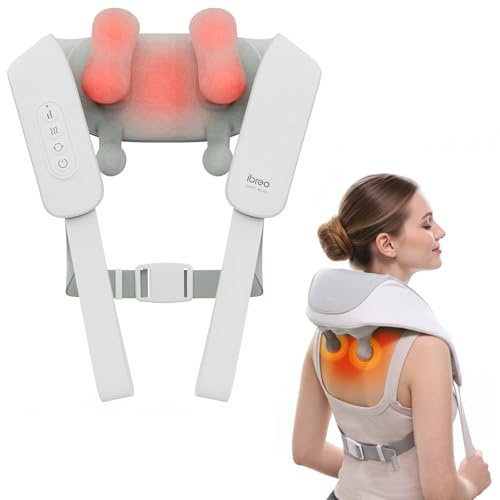 Cordless Shiatsu Neck and Back Massager with Heat, 10 Mins x 12 Use, 3 Massage Modes & 2 Intensity Levels, Mother’s Day Gift for Mom, 3D Kneading Deep Tissue, Voice Prompt for Pain Relief &Relaxation