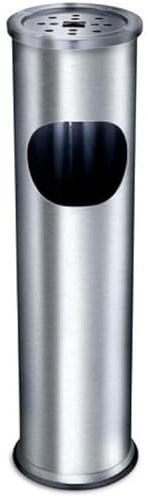 FercasaShop® Posacenere da Terra in Acciaio Inox, Modello Tondo, 15 cm Diametro, 56 cm Altezza, per Esterno e Interno Disponible in 2 colori (Inox)