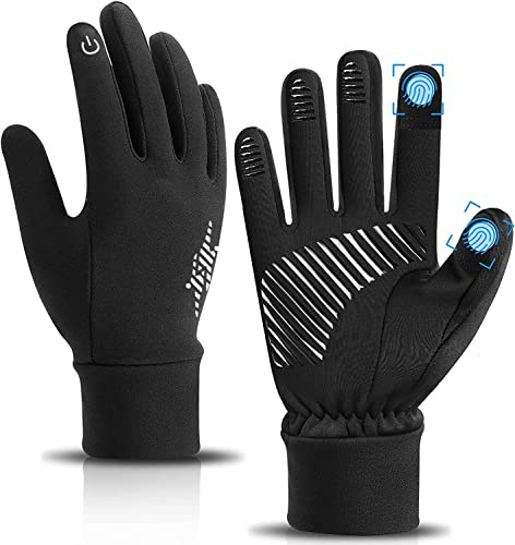 DSLIHA Cycling Gloves Waterproof Men Women Touchscreen Winter Warm Gloves Full Finger Anti-Slip Silicone Gel Thermal Gloves for Driving, Running, Riding, Fishing, Hiking (M)
