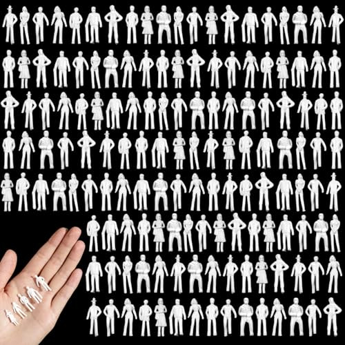 Namalu 200 pezzi Scala 1: 75 Personaggi in Miniatura per Modellismo Mini Figure Diorama Figurine di Persone Bianche Non Verniciate Modello in Scala Architettonica Modellini di Persone per Treno