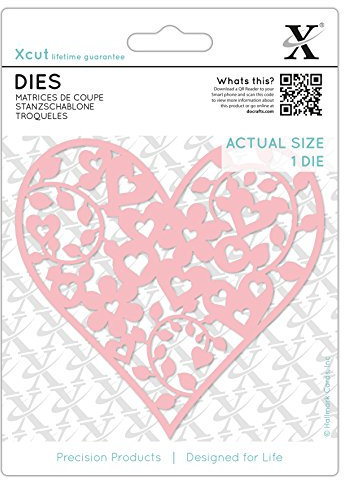 Xcut Dies Floral Love Heart, 1 Piece, Carbon Steel, Art Craft Cutting Tool Supplies, Beautiful Decoration, Card Making, Gift Tag, Wrapping, Scrapbooking, Invitation Making, Crafters Companion