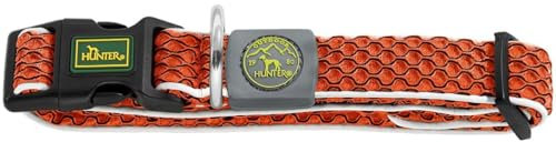 HUNTER Hundehalsung HILO VARIO BASIC, Farbe: orange, innovatives 3D-Mesh-Material, atmungsaktiv, leichter Kühleffekt bei Wärme, reflektierend, stufenlos verstellbar, angenehm leicht, Größe: M-L